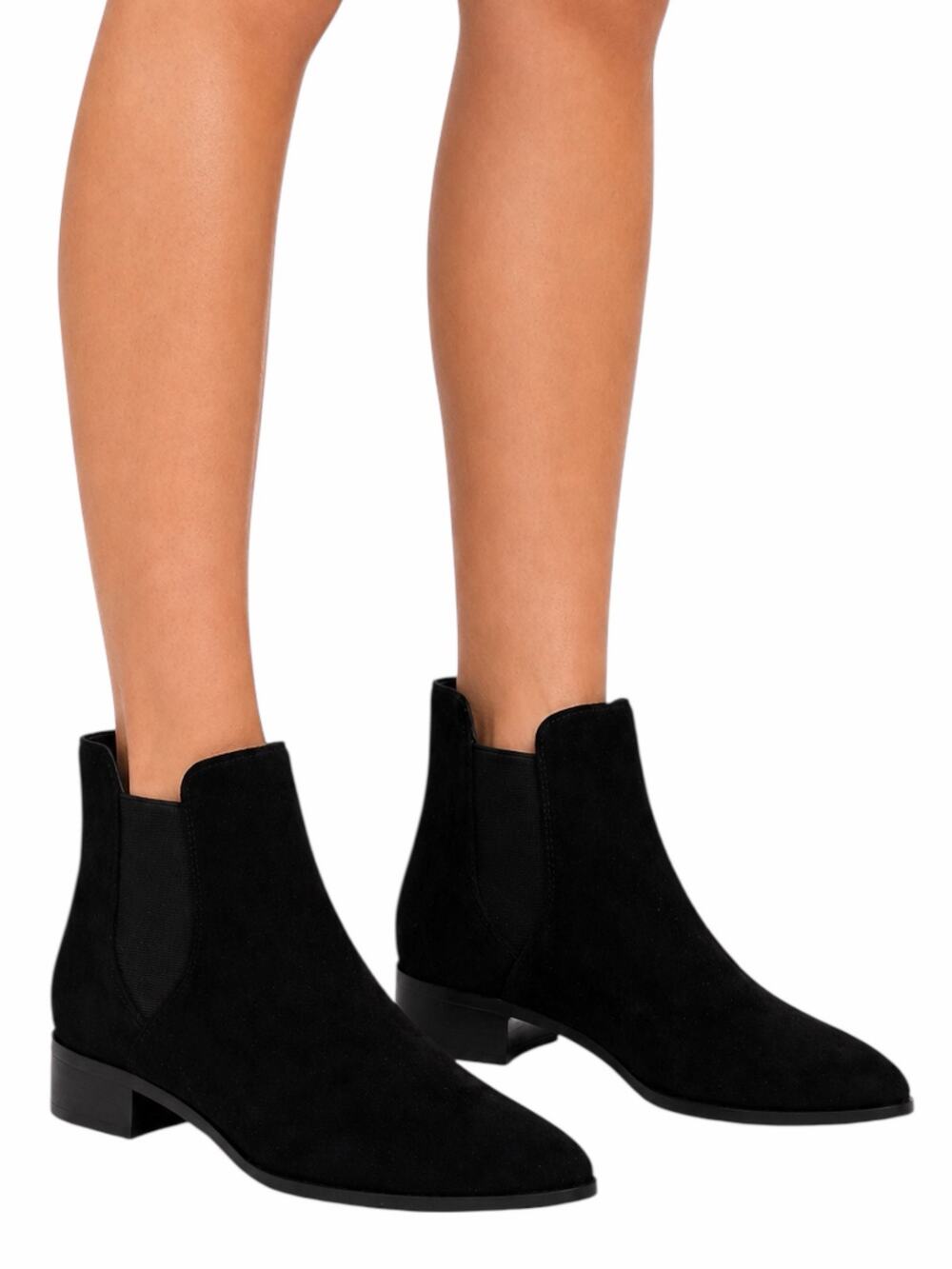 Cole Haan Hara Suede Pointed Toe Chelsea Ankle Boots Black Size 8B